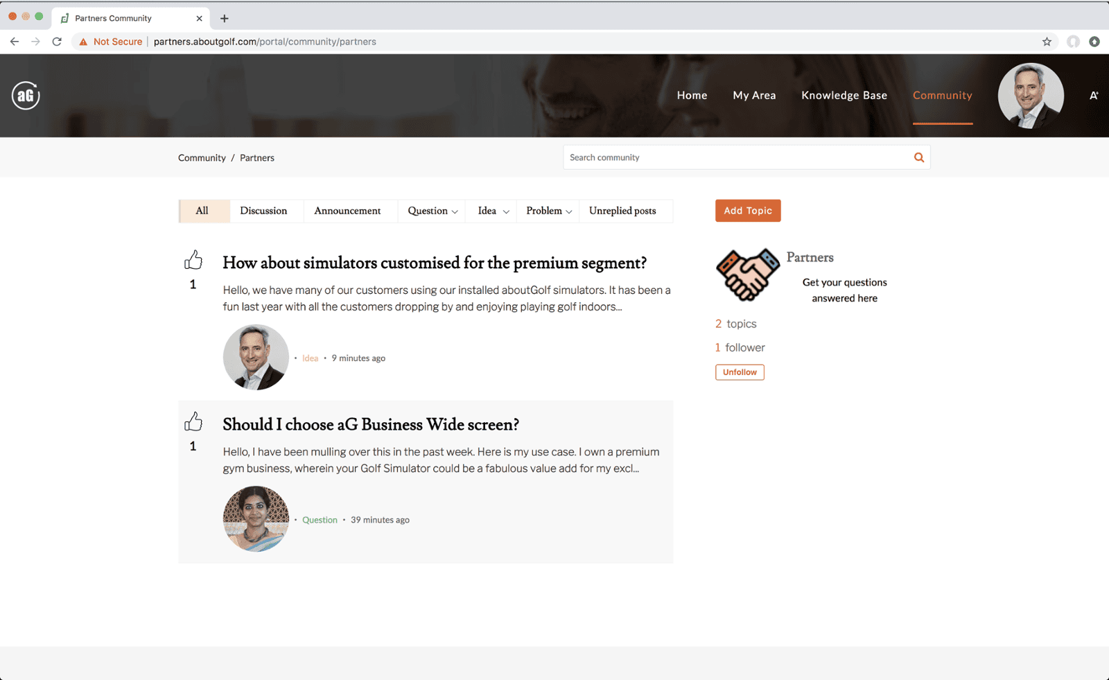 Community posts listing